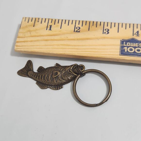 Large Mouth Bass North American Fishing Club Keychain Brass Sculpt Fish Keyring - Picture 3 of 3